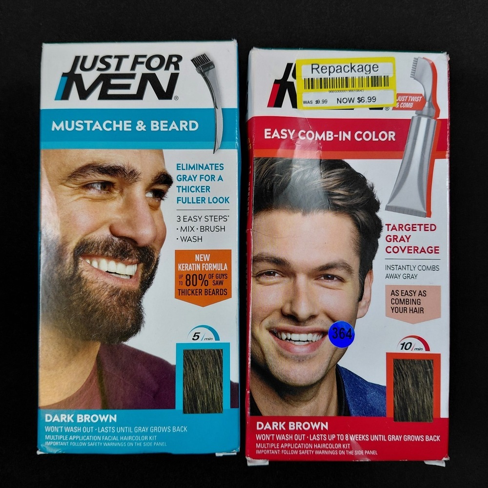 2 Pack Just For Men Easy Comb In Color Mustache Beard M45 A45 Dark Brown Dye